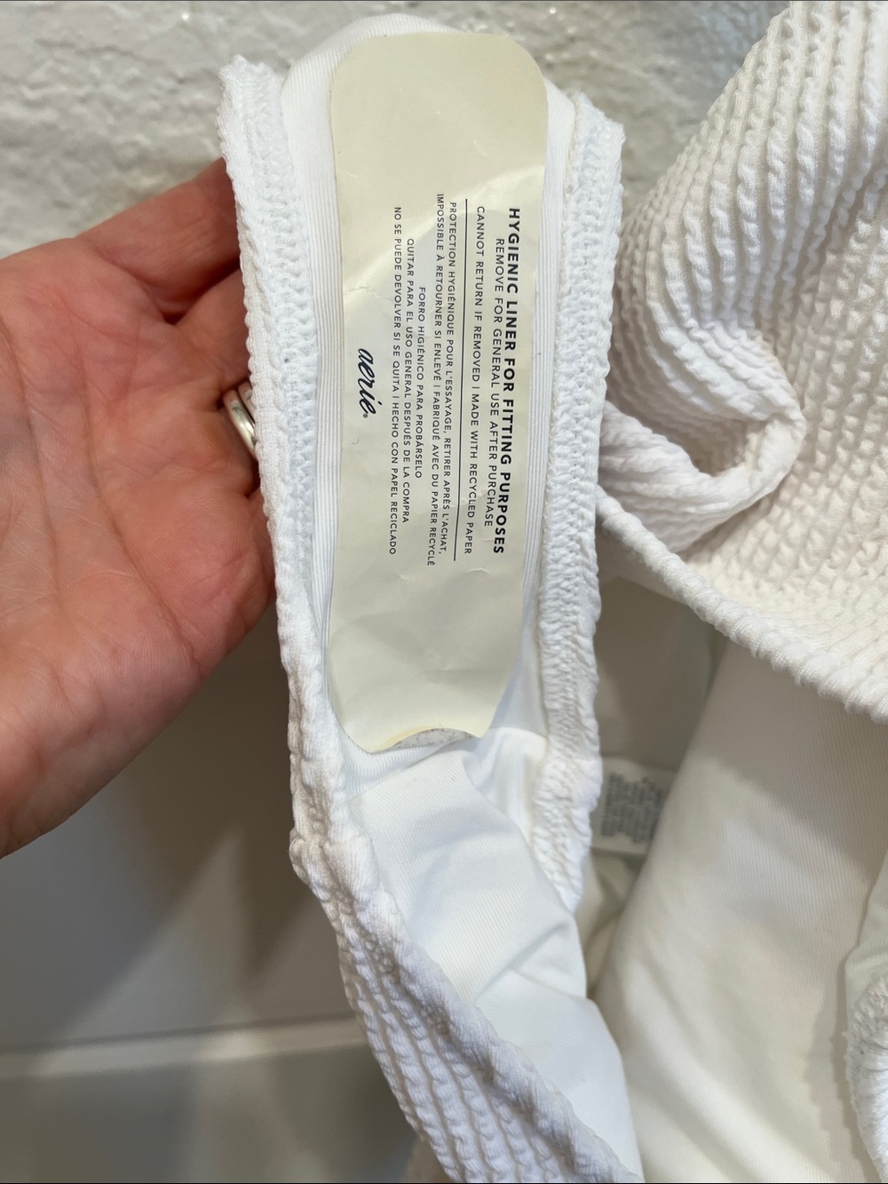 aerie White High Waisted Crinkle Ribbed Cheeky Bikini Bottoms - Picture 7 of 7